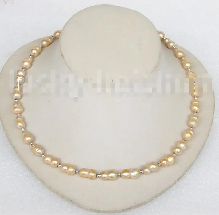 

Free Shipping >>>adjustable twin 19"-21" Baroque champagne pearl necklace adjustable clasp j11627