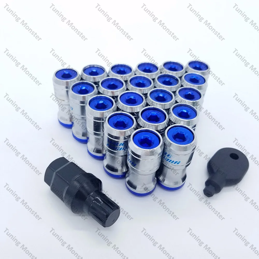 Tuning Monster Volk Racing Concealed Heptagon Formula Steel Wheels Lock Lug Nuts M12X1.5/M12x1.25 20PCS Acorn Rim Close End