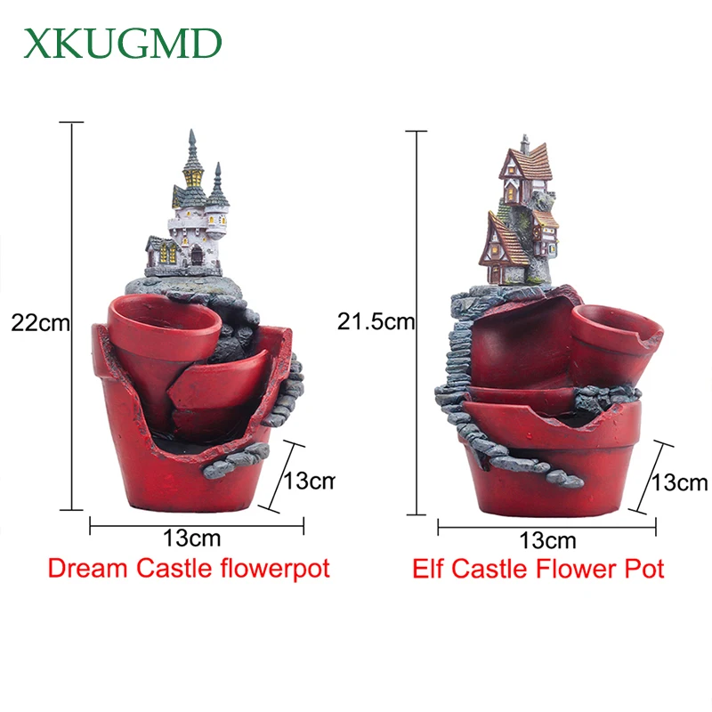 Творческий замок в форме дома смолы горшок-плошка Новинка, бонсай растения цветочный горшок для загородный дом ящик для комнатных растений, офисного письменного стола