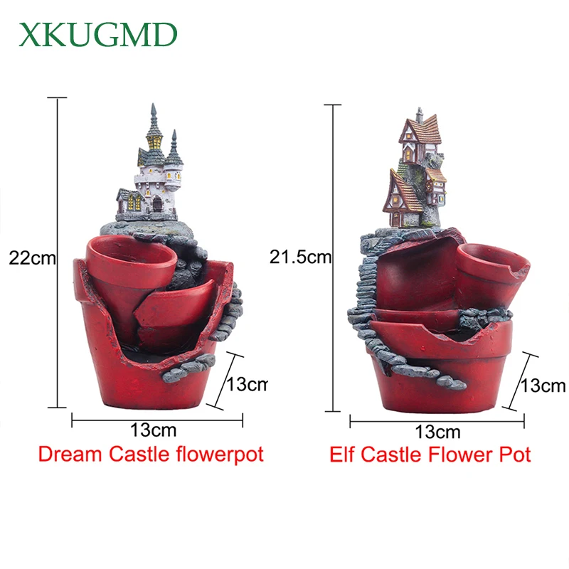 Tanie Kreatywny dom w kształcie zamku żywica doniczka ogrodowa nowa nowość bonsai roślina doniczka na wiejski dom sadzarka dekoracja na biurko