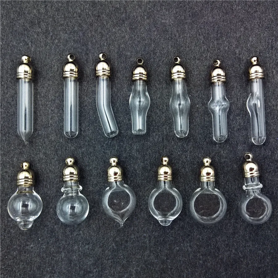 200X glass Vial Pendant glass locket pendant charms mini wishing