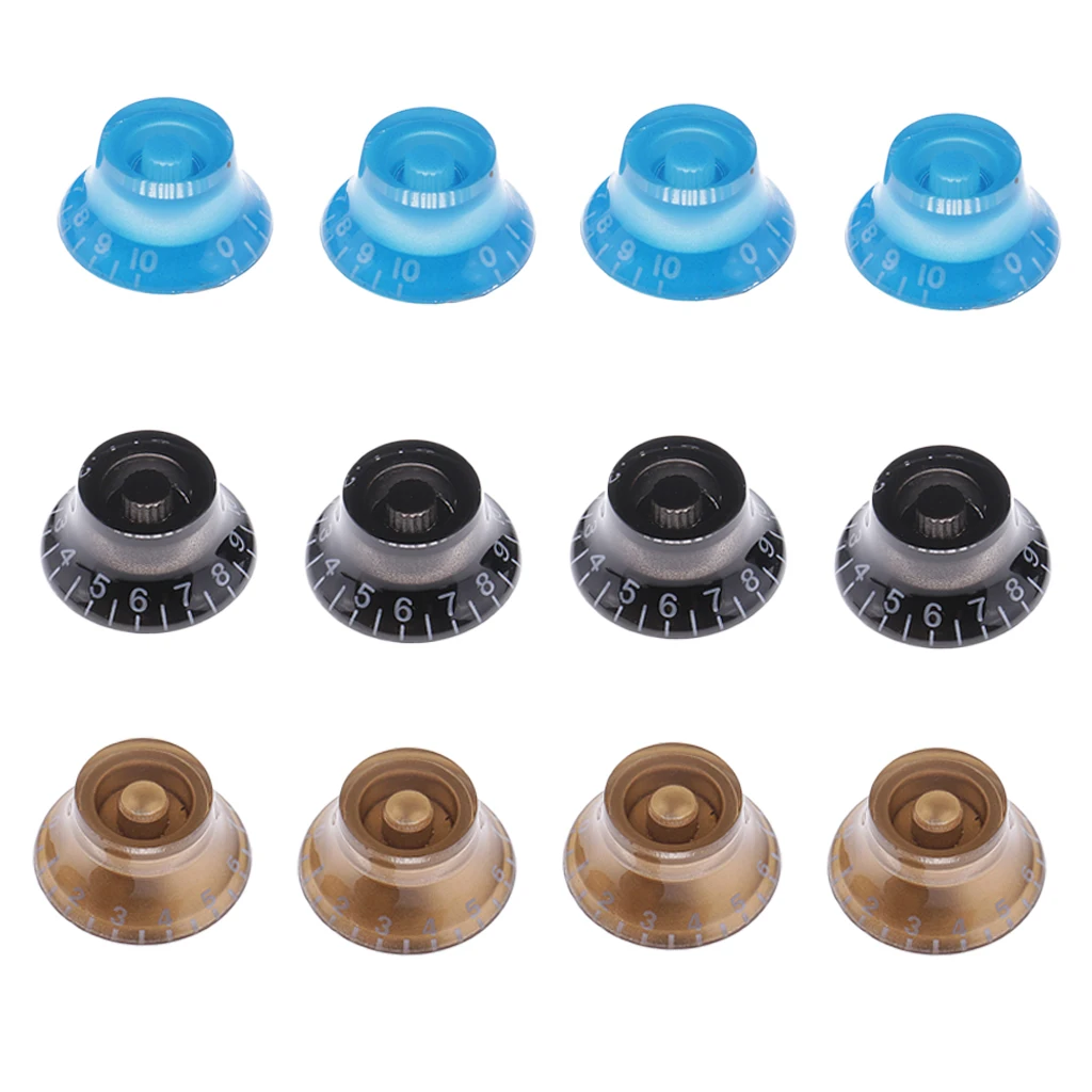 4 Pcs Acrylic Volume Tone Control Knobs with White Numbers Replacement Guitar Control Buttons for LP Electric Guitar