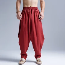 Новинка Мужская одежда Зимний льняной эластичный корсаж штаны шаровары народный ветер шаровары брюки