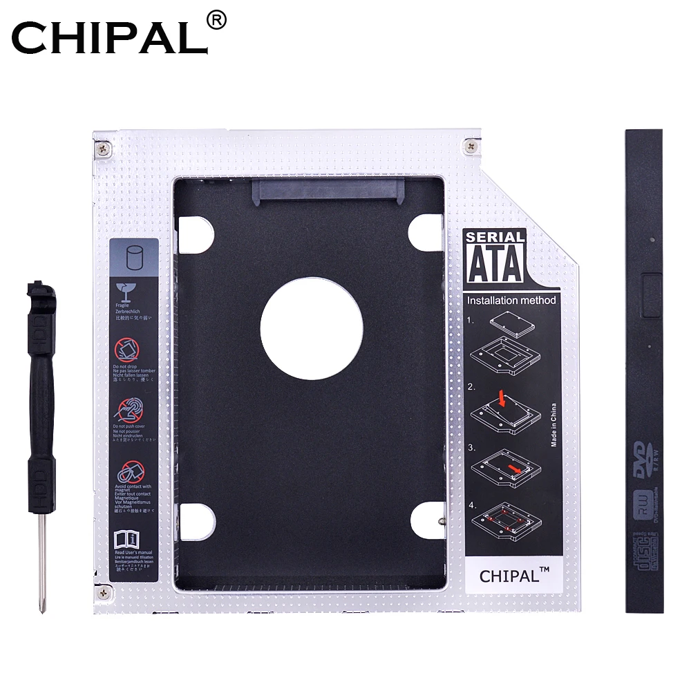 Chipal 10pcs Universal 2nd Hdd Caddy 9.5mm Sata 3.0 For 2.5'' 2t Ssd
