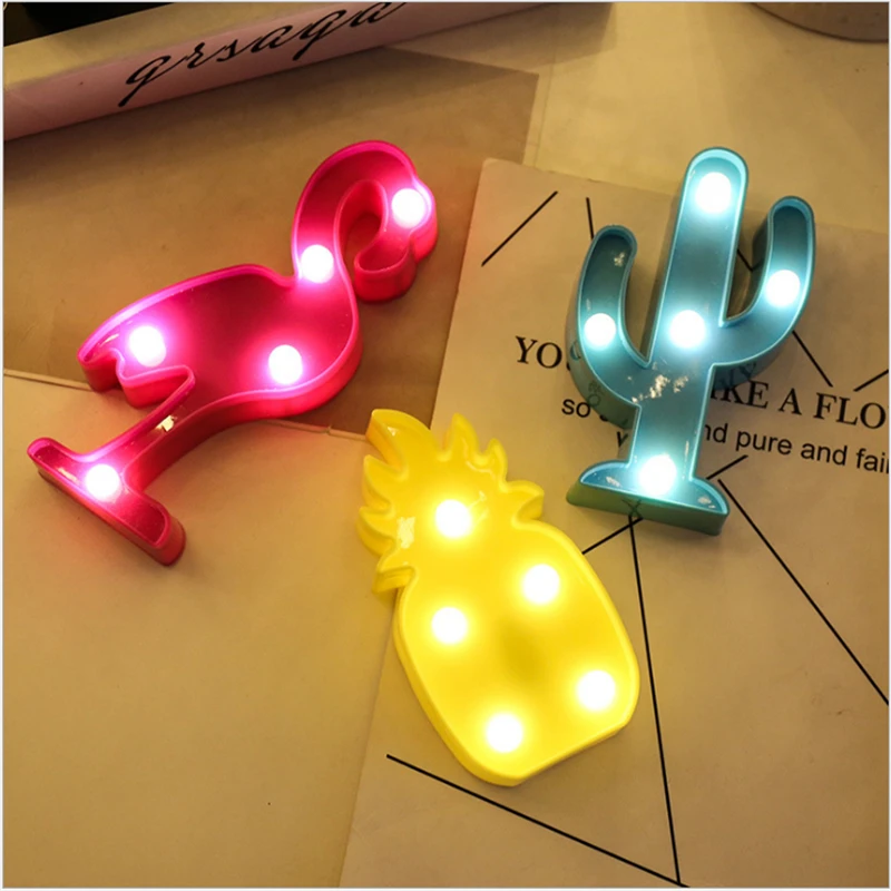 LED Table Night Light Mini Flamingo Pineapple Cactus 3D Night Lamp Home Festival Party Decorations Kids Baby Gift Support Dropshipping (1)