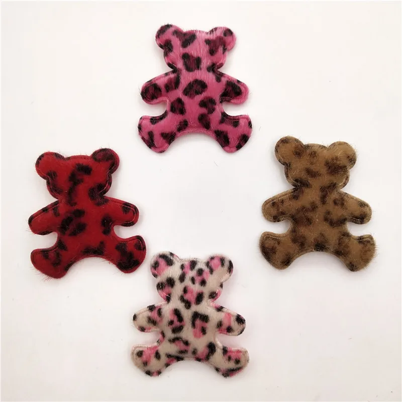 

32pcs/lot 4.8*4.3cm plush leopard bear Padded Appliques for DIY Children Headdress Accessories