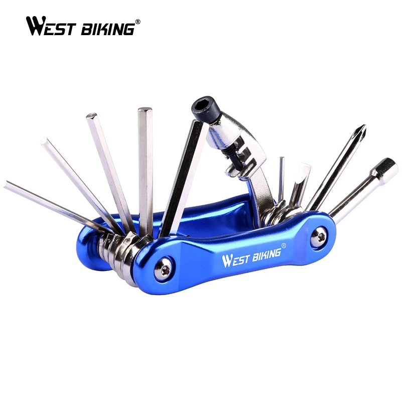 WEST BIKING Bicycle Repair Tools 10 in 1 Steel Multifunction Tools Screwdriver Chain Tool Road MTB Mountain Portable Bike Tools