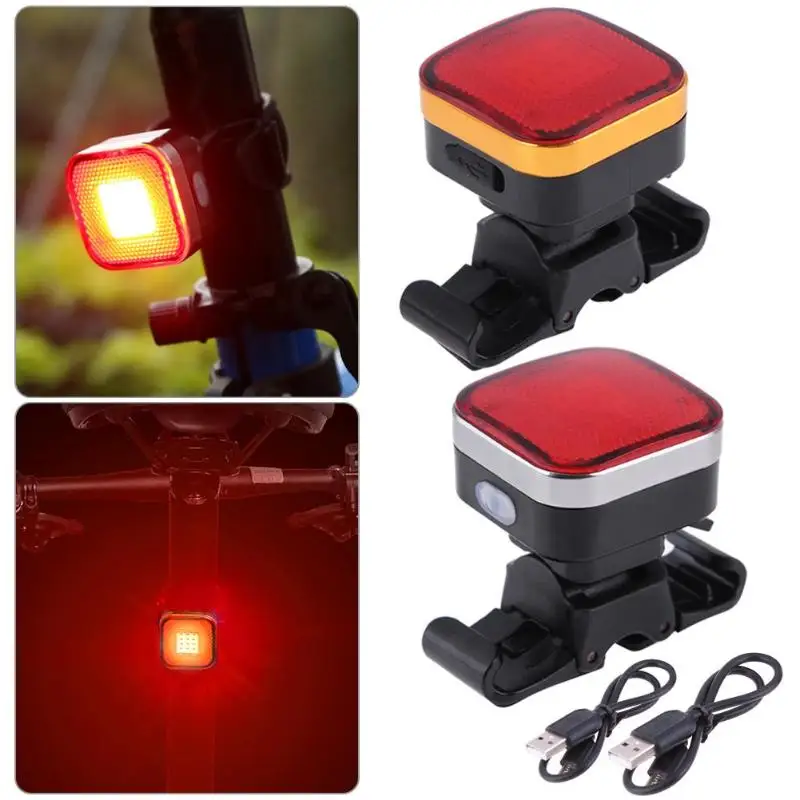 Excellent Bike Light Back Bicycle Flashlight Brake Warning USB Rechargeable Cycling MTB Road For Bike Accessories Tail Rear Light Lamp 8