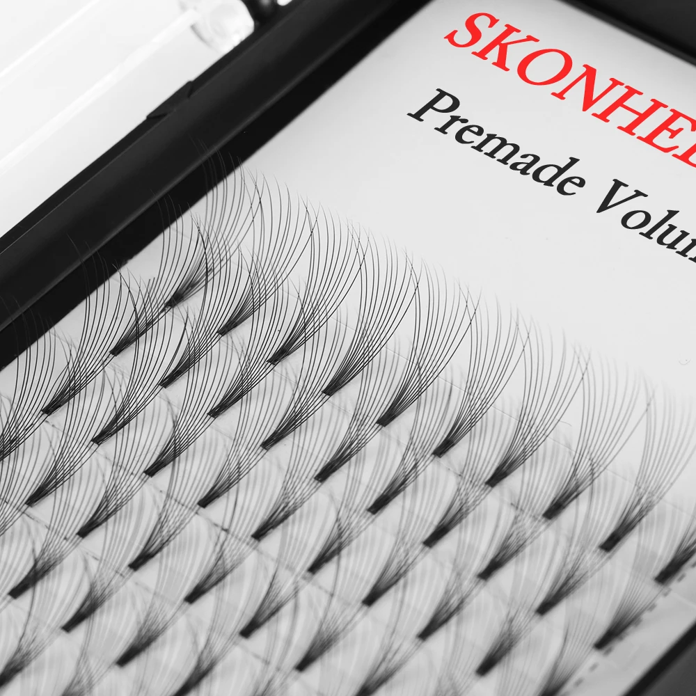 

12 Lines 3D~10D Russian Premade Volume Fans Eyelashes 0.07 Thickness C/D Curl Heat Bonded Eyelashes Extension Makeup Tools