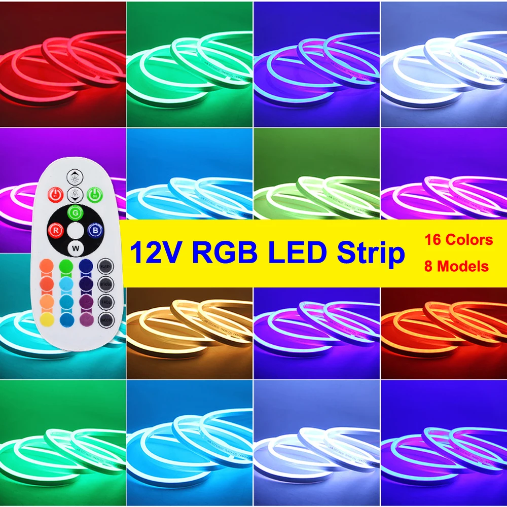  SMD5050 RGB LED Strip DC12V 1M-5M-10M 15M 20M Flexible Neon Led Light Desk Lighting Waterproof Home