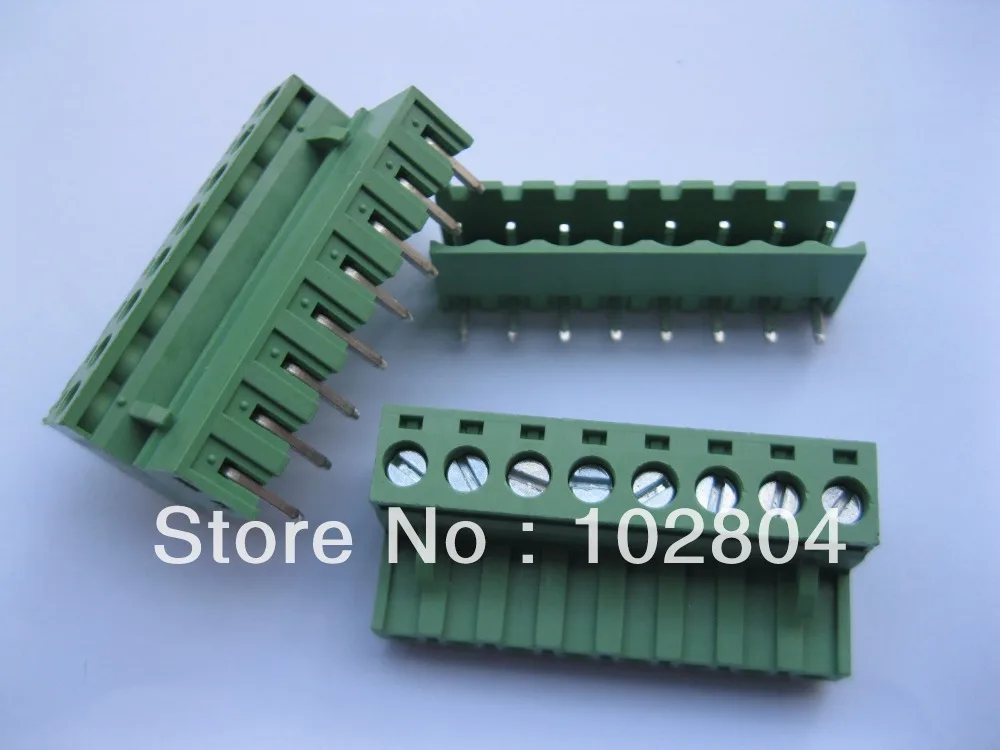 

50 Pcs Pitch 5.08mm Angle 8way/pin Screw Terminal Block Connector Pluggable Type Green 2EDCK-2EDCR-5.08