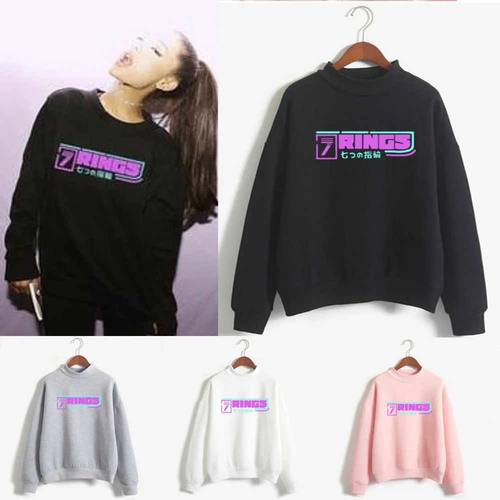 Ариана Гранде 7 кольца печать на заказ Crewneck Толстовки Плюс Размер | Женская одежда