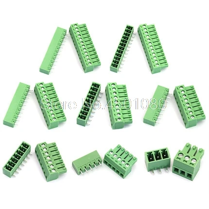 

50Set Pitch 3.81mm 15EDGK Right Angle Pin 2P 3P 4P Screw Plug-in PCB Terminal Block male/female Pluggable Connector morsettiera