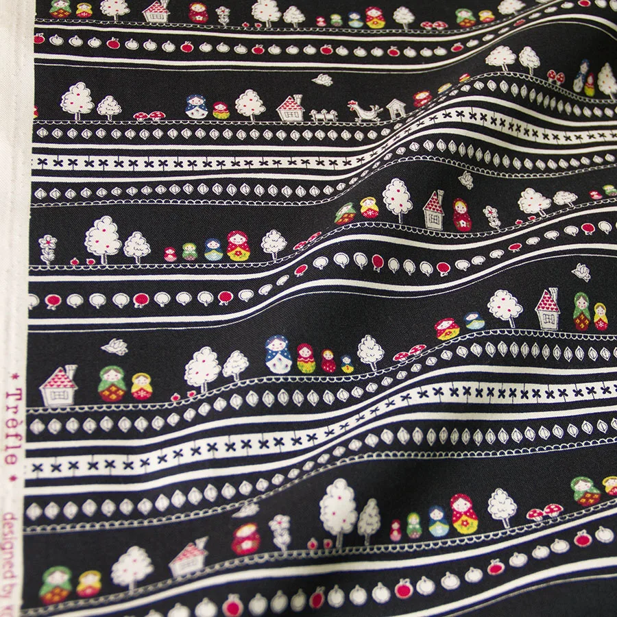 

50cm*110cm Japanese Kokka Oxford Cotton Fabric Patchwork Quilting Fabric Doll C Black