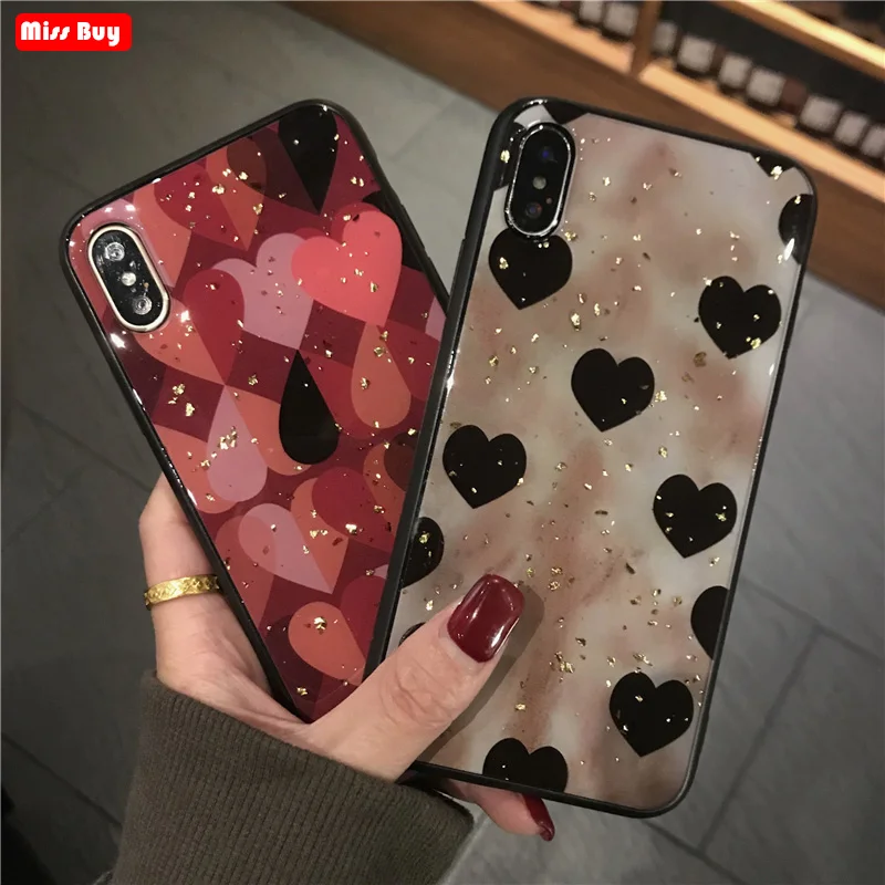 Love Heart Phone Cases For Huawei Honor 7X Honor8X Max 8X X 8 Case Luxury Bling Soft Epoxy honor Play Coque |