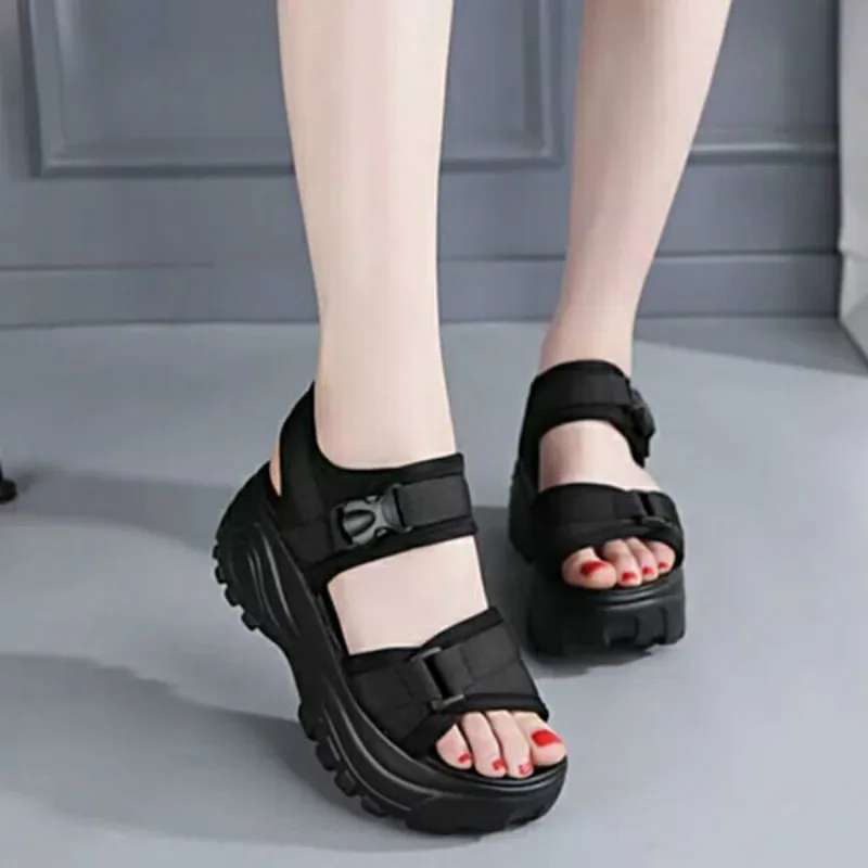 

2019 summer women's casual shoes open toe platform sandals Roman slope with beach buckle sandals