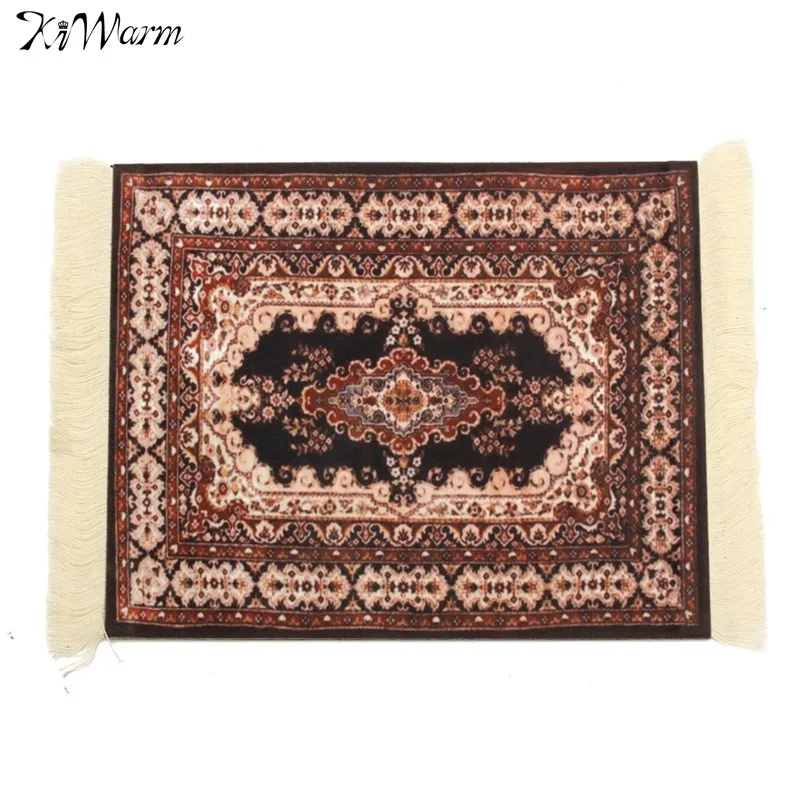 

Kiwarm Cotton Persian Rug Style Minature Woven Rug Mouse Pad Carpet Mousemat With Fringe Home Office Table Decorative Gift