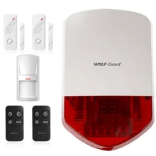 Wolf-Guard 110 дБ наружная сирена как домашняя система безопасности с датчиком обнаружения PIR, датчик двери, пульт дистанционного управления