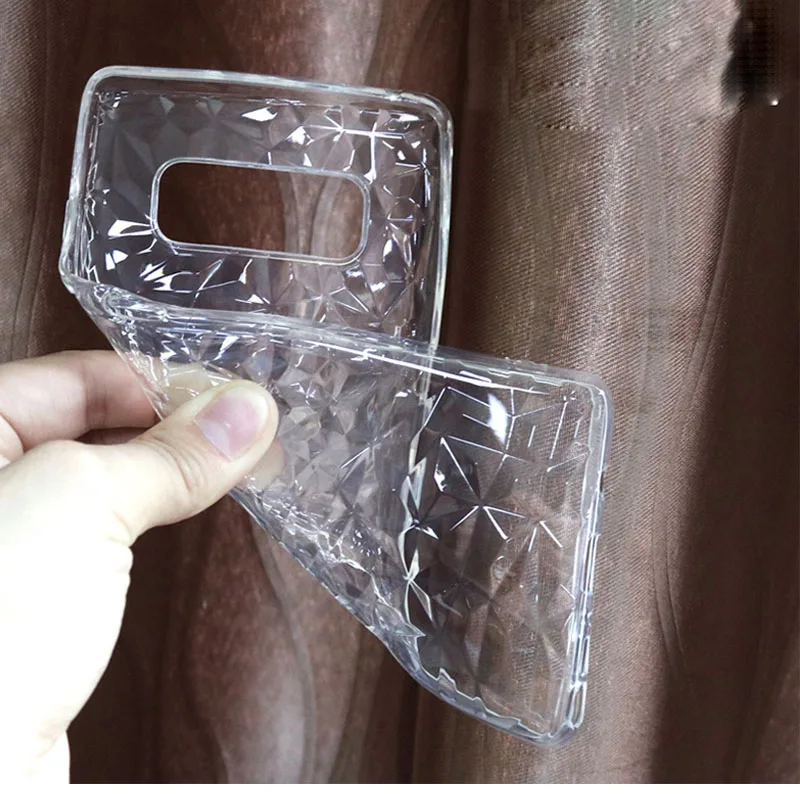 3D Diamond Pattern Slim Clear Soft TPU Case Cover on sfor Samsung S10 S10e S9 S8 Plus A5 A3 2017 A9 A7 2018 A750 A6 A8 Note 8 9  (7)
