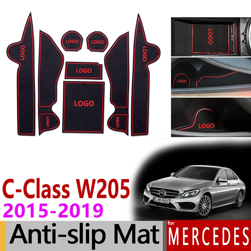 Противоскользящий коврик для ворот и чашки Mercedes Benz C Class W205 2015 2019 аксессуары C180 C200