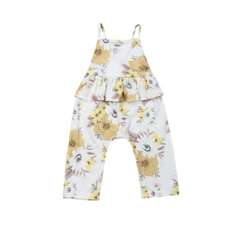 

Toddler Kids Floral Playsuits Girls Overalls Outfits Children Summer Sleeveless Jumpsuits Clothes
