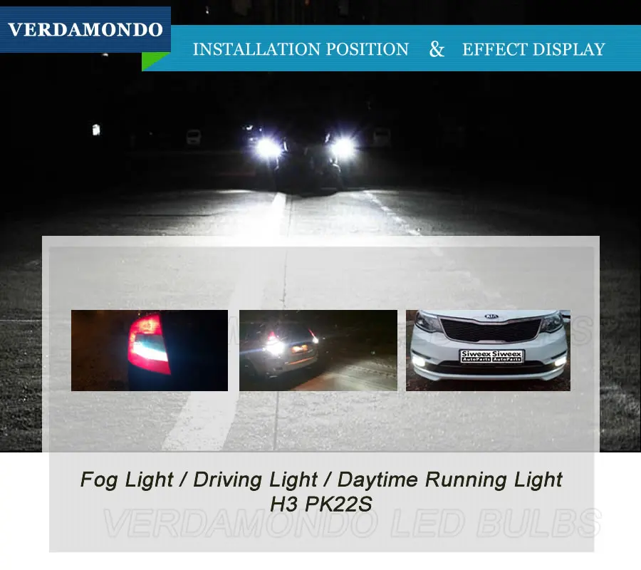 H3 светодиодный автомобильный противотуманный фонарь 7,5 Вт PK22S, торцевая задняя лампа, дневной ходовой светильник, красный, желтый, белый, голубой, DC 12 В, высокое качество, супер яркий