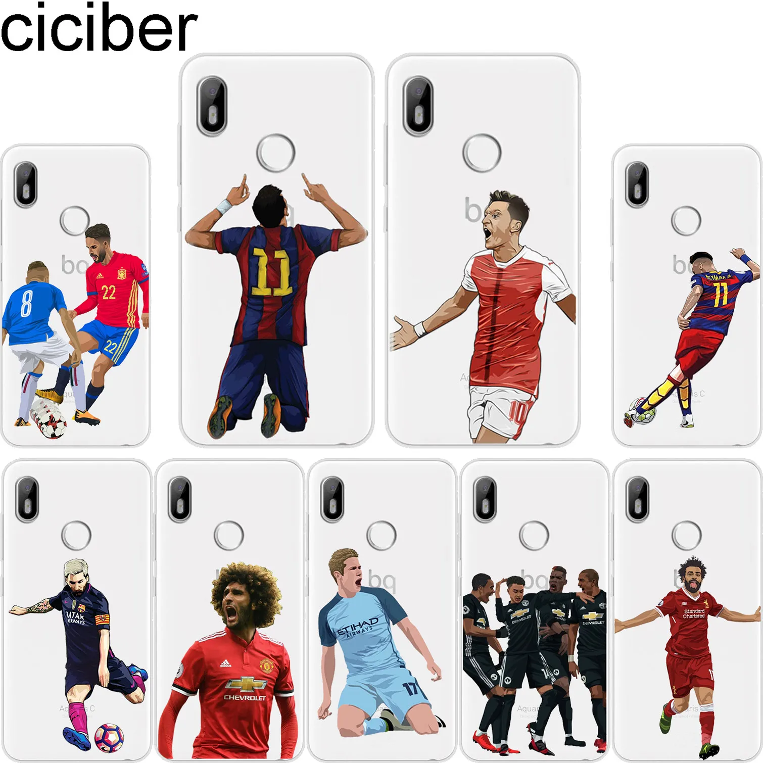 

ciciber Messi For BQ Aquaris C U2 U X5 V VS X2 X Lite Pro Plus E5 s E4.5 M5 M5.5 M4.5 Back Cover Clear TPU Phone Cases Football