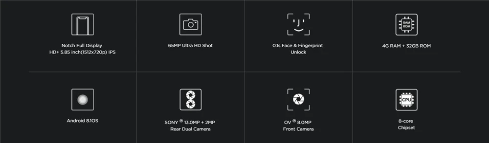 Leagoo S9 4 аппарат не привязан к оператору сотовой связи U форма мобильный телефон Android 8,1 MTK6750 Octa Core 5,8" HD+ ips 4 Гб Оперативная память 32 GB Встроенная память 13.0MP, определение отпечатка пальца