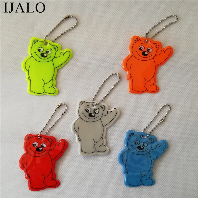 

Cute Bear Reflective keychain bag pendant school bag accessories Soft PVC Reflector Keyrings Hanger for visibility safety use