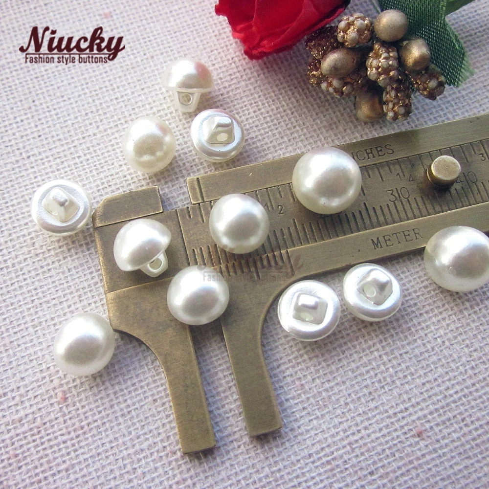 Niucky-Shank Mini Imitation Pearl Buttons for Clothing, Wedding Dress Sewing, Decorative Materials, 8mm, 9mm, P0301-010 2