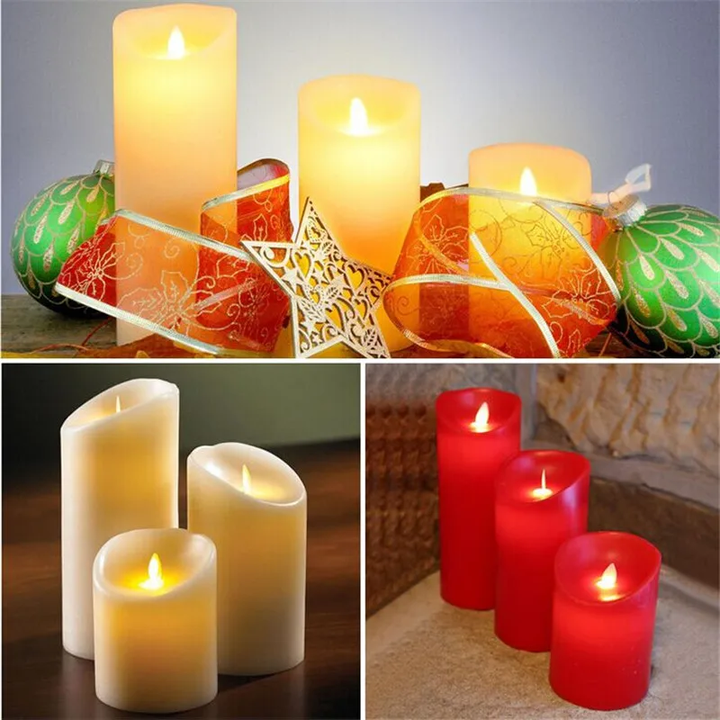 2016 Yellow Flicker Flameless Wax Candles/ LUMINARA wick candles With