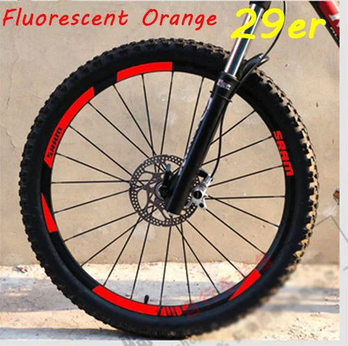 SRAM колесо для горного велосипеда набор наклейки на обод для горного велосипеда Замена Светоотражающие Флуо Гонки Велоспорт грязь винил обод наклейки - Цвет: 29er Fluo Orange
