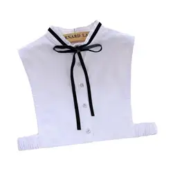 Новые модные женские белые кружевные с бантом съемные лацканы колье ожерелье рубашка манишка с высоким воротом Модная рубашка аксессуары