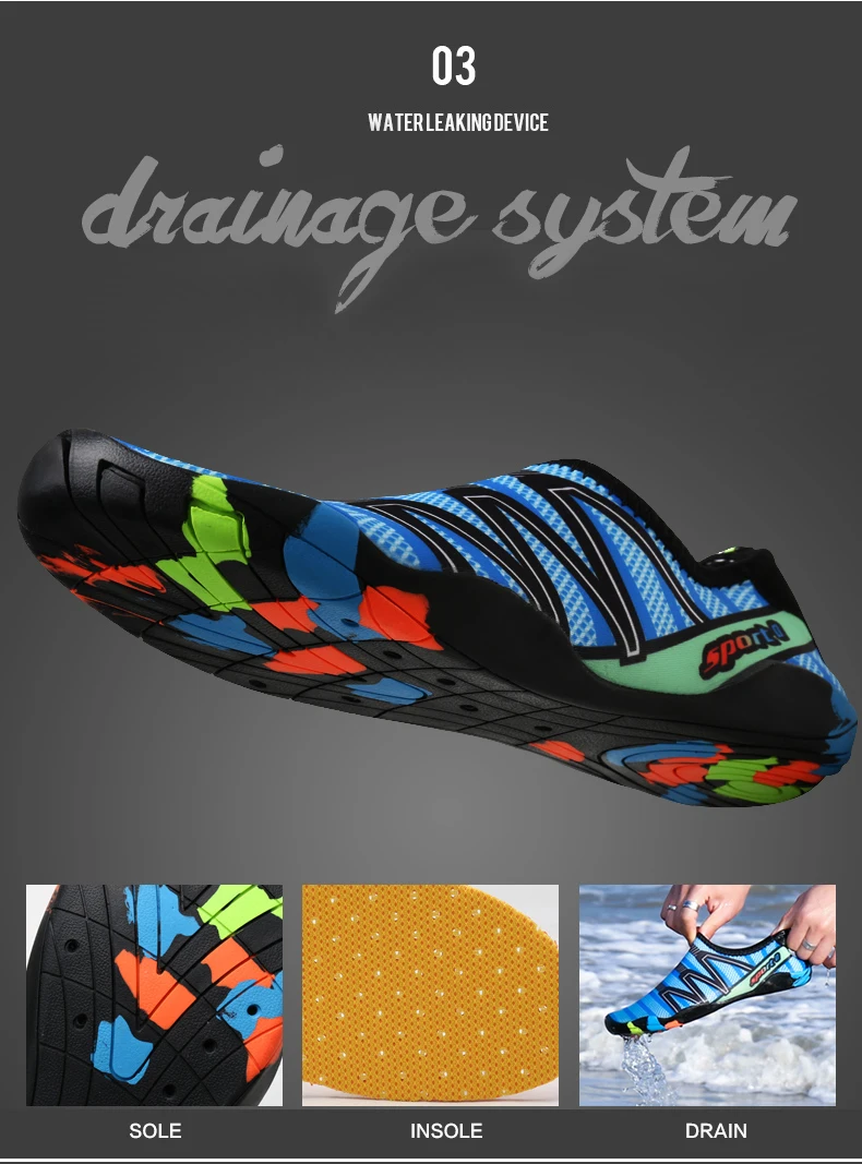 Water Shoes Aqua Shoes Beach Swimming Shoes Men Breathable Slip-on Sport Sneakers Lightweight Upstream Shoes (8)