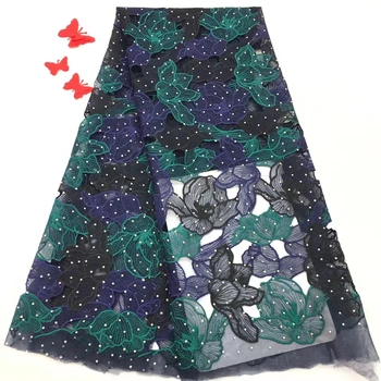 

Latest Nigerian Lace Fabric 2019 High Quality White French Mesh 3D Embroidery Fabric Gold Lace Trimmings For Sewing