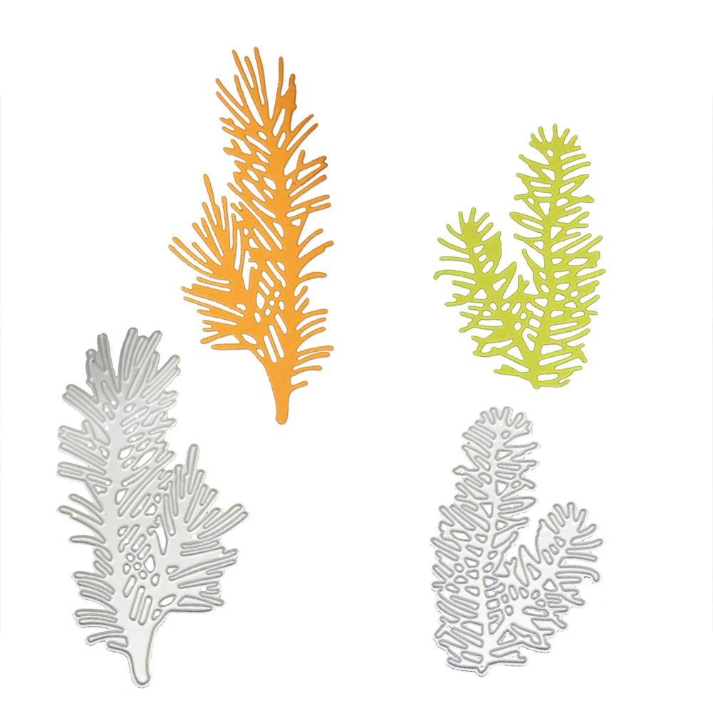 

2x Pine Branch Metal Cutting Dies Stencil DIY Carboon Steel Scrapbooking Template for Album Paper Card Craft Decoration