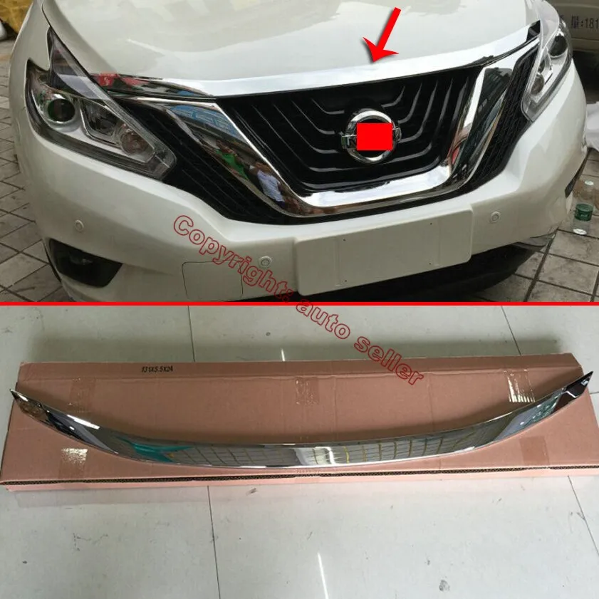 

ABS Chrome Front Grille Around Hood Trim For Nissan MURANO 2015 2016 2017 Car Accessories Stickers