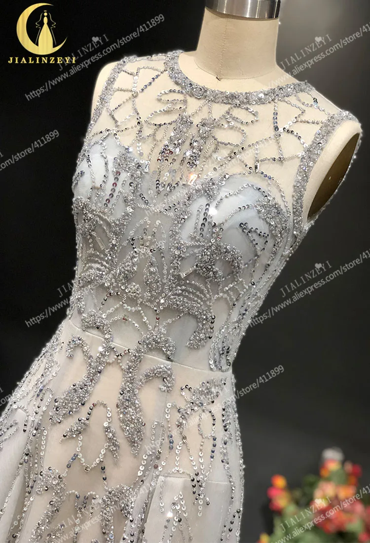 Rhine реальные фотографии Серый Полный бусины ручной работы кристалл Zuhair Murad Lusurious вечернее платье для выпускного вечера платья вечерние платья