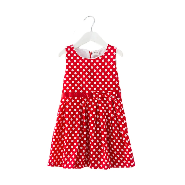 Summer Spring Children Clothing Girls Polka Dot Dress White Dots