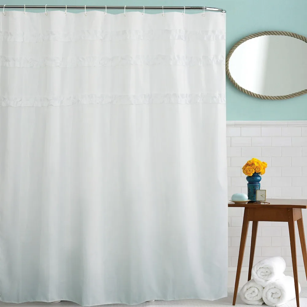 Waterproof Shower Curtain Lace Floral Polyester Bathroom Curtains Bath Bathing Sheer Washable