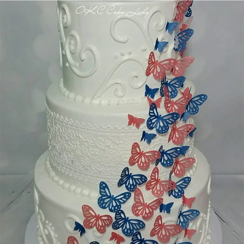 Кружева бабочки съедобная Вафля кекс Топпер украшения, порезной свадебный торт идея украшения, съедобная бумага для украшения кекса