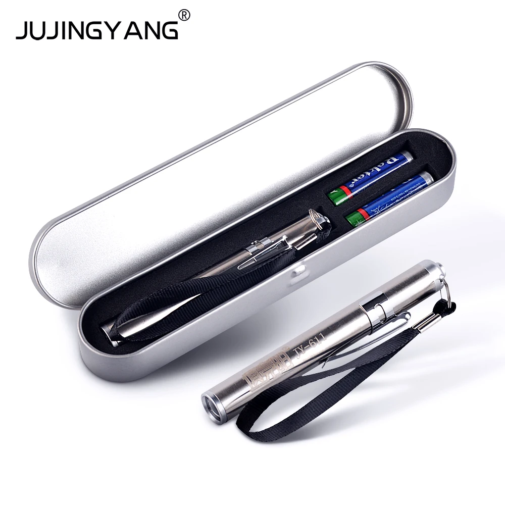 

High quality Iron box set Portable hand light mini 2W LED flashlight with aaa battery for Camping,Gift,Work