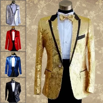 paillette male master Sequins Dresses Stage Costumes Men terno Suit MC Host Clothing Singer Suits & Blazer show jacket outerwear