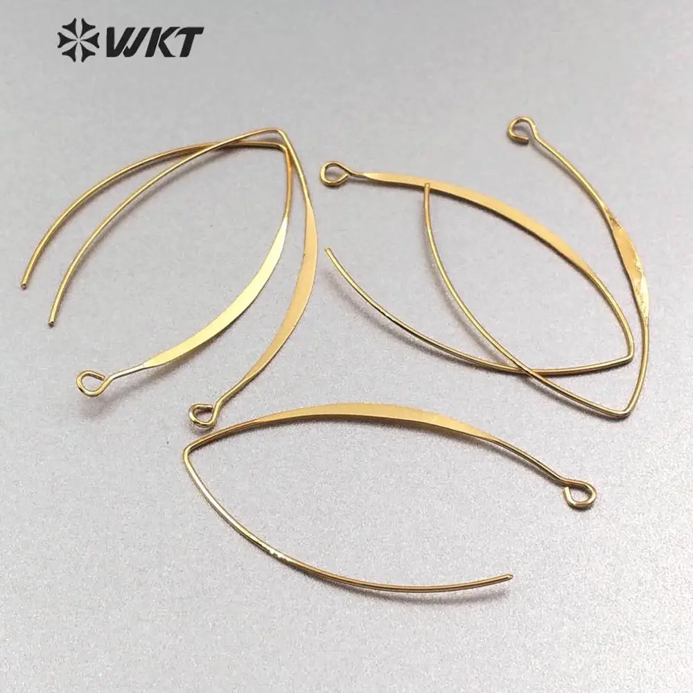 

WT-JFE20 WKT High Quality Simple Style Curved Earrings Gold Earrings(30mm*53mm) Women Earring Making Findings