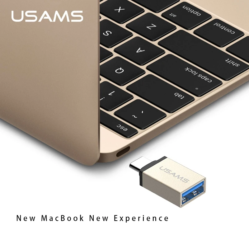 USAMS металлический USB C Type папа к 3 1 Женский Для xiaomi 4c конвертер адаптер OTG функция