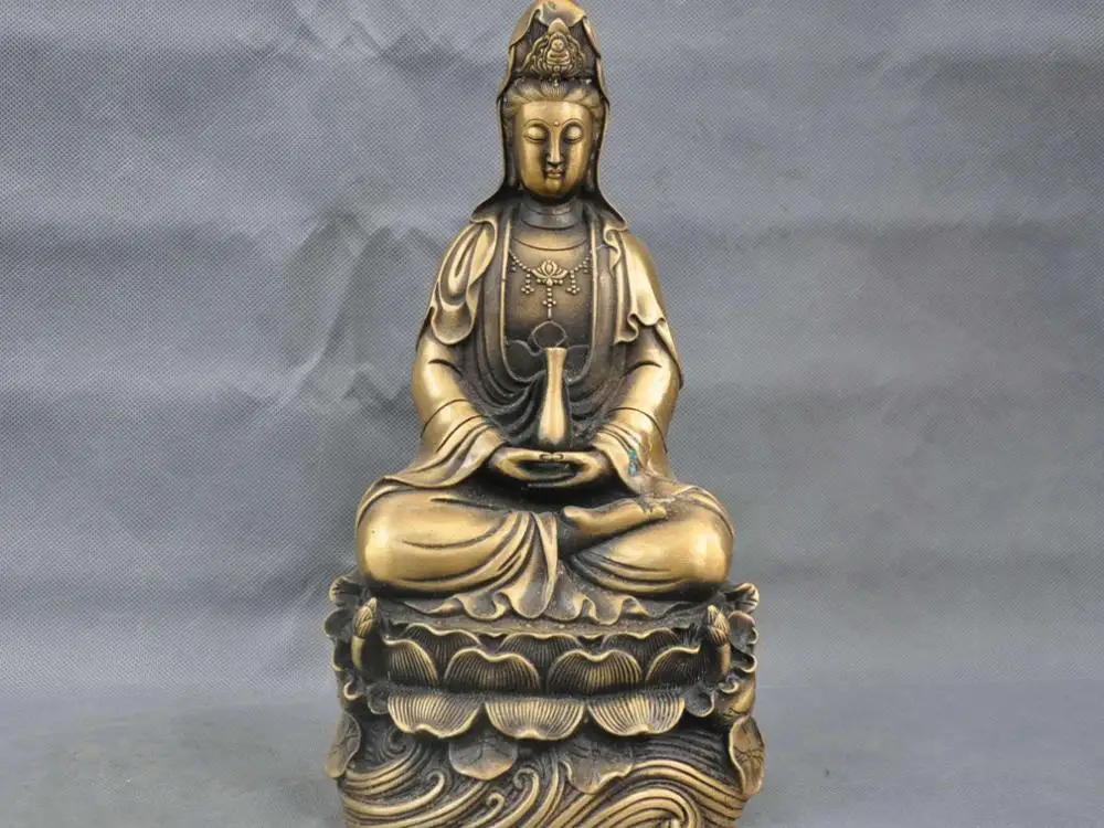 

12"Tibet Bronze Copper Buddhism Kwan-yin Guan Yin Avalokitesvara Statue