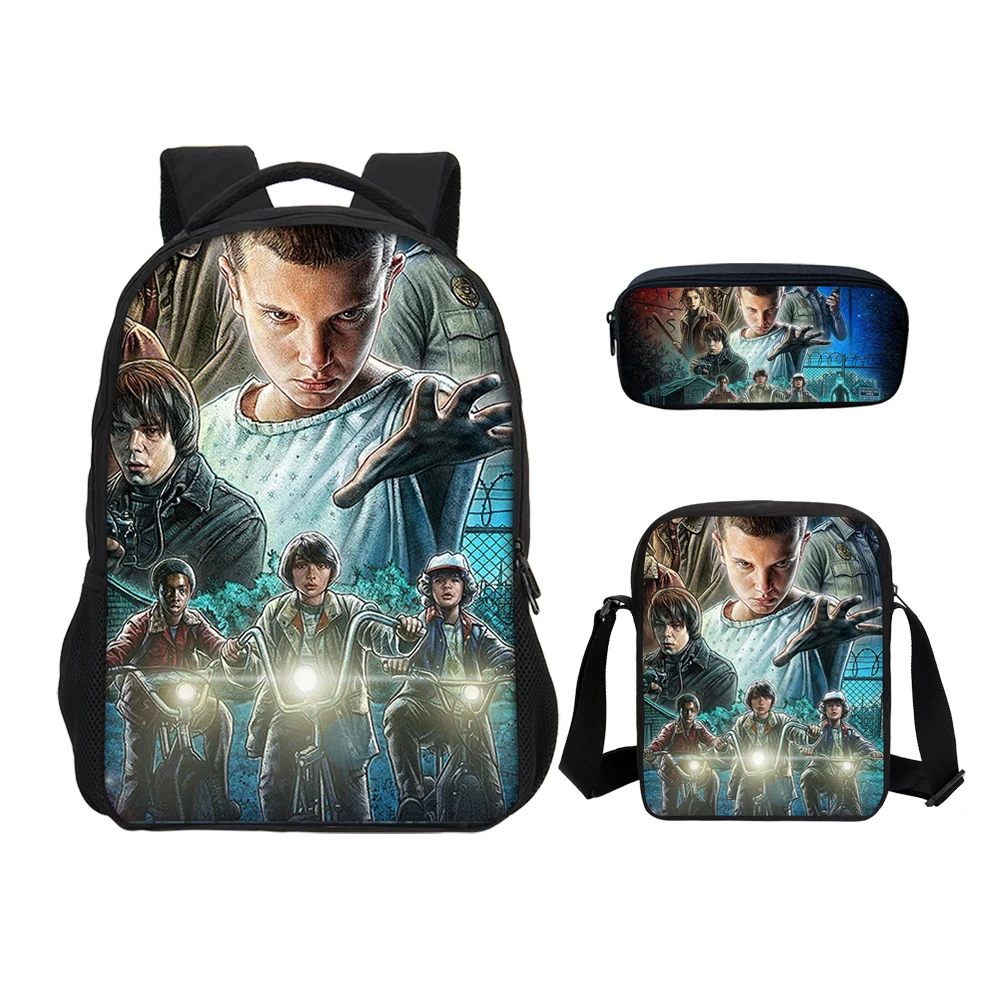 

VEEVANV 3 PCS/SET Stranger thing Combination Shoulder Bags Children Anime Bookbags School Laptop Backpacks Men Casual Mochilas