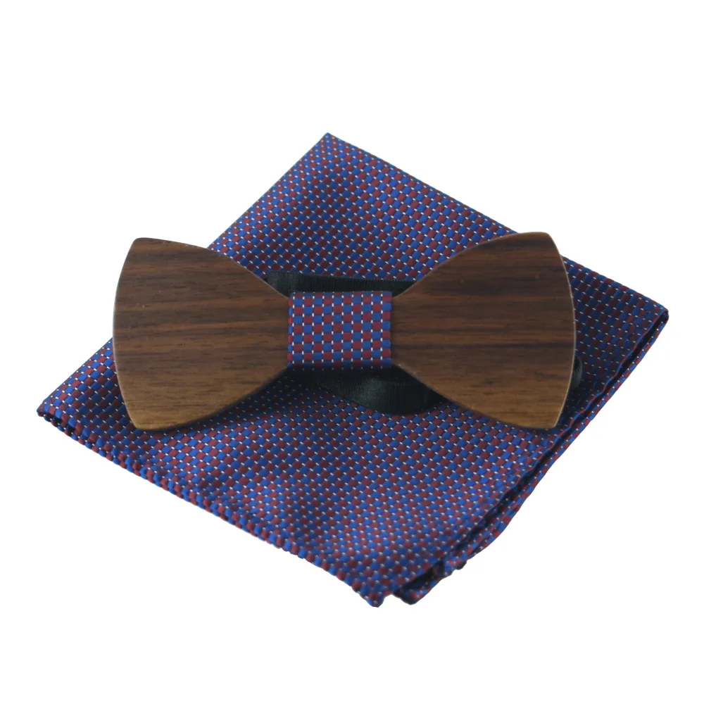 RBOCOTT Мода Новинка Пейсли деревянный галстук-бабочка галстук и платок набор мужской галстук-бабочка в клетку деревянный полый Цветочный деревянная бабочка и коробка