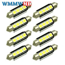 8pcs High Quality 31mm 36mm 39mm 42mm C5W C10W 5050LED CANBUS Car Festoon Lights Auto Interior Dome Lamp Reading Bulb White 12V