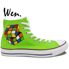 Wen Green Hand Painted Sneakers Design Custom Nerds Gone Wild Men Women’s High Top Canvas Shoes